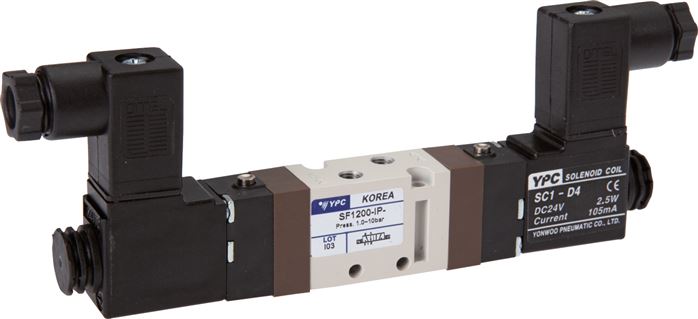 Exemplary representation: 5/2-way solenoid pulse valve with standard plug